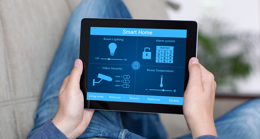 The ability to access and control security components from a mobile device is one of the top smart home trends in Charleston. Close-up of smart home security app.